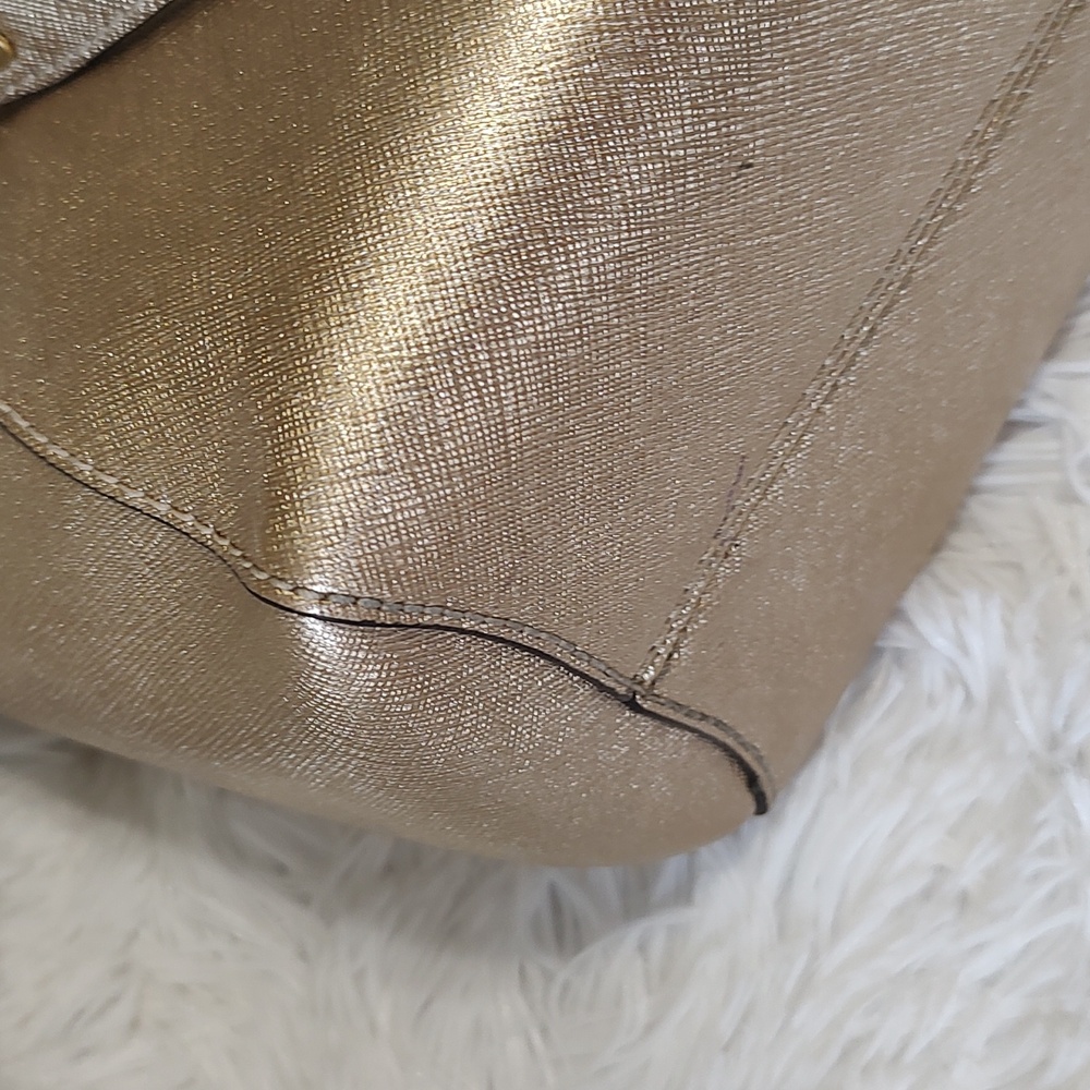 Matching 2 PC Michael Kors Gold colored Handbag and Wallet - Picture 6 of 13